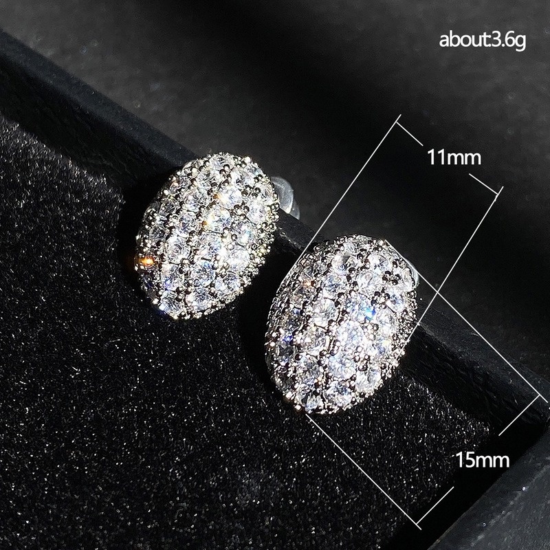 Khuyên Tai Hình Oval Đính Đá Zircon Trắng Phong Cách Đơn Giản Thời Trang Mới Cho Nữ