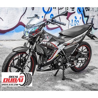 Tem Trùm Satria Raider FI Cá Mập Nhám Trắng Đen