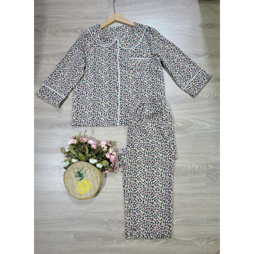 [GIẢM GIÁ]ĐỒ BỘ CỔ SEN XINH XẮNẢnh thật- Hàng thiết kế] vải lụa mềm đẹp