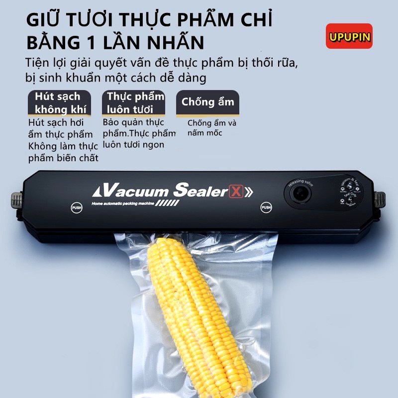 ( Tặng kèm 10 túi hút ) Máy hút chân không thực phẩm Vacuum Sealer Tặng 10 túi hút dùng cho gia đình hút siêu khỏe