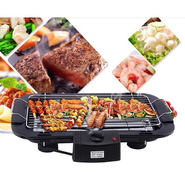 Bếp Nướng Điện Không Khói BBQ ☘ YÊU BẾP ☘ Bếp Nướng Điện 5 Mức Điều Chỉnh Công Suất 2000w