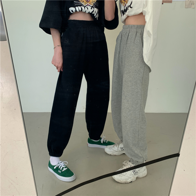 Xiaozhainv Quần dài eo cao chất co giãn thời trang Hàn Quốc