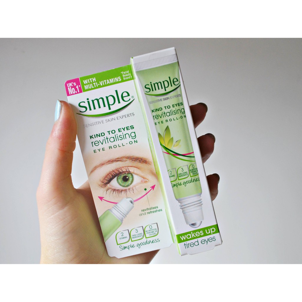 Lăn dưỡng mắt trị bọng mắt quầng thâm Simple Kind To Eyes Revitalising Eye Roll-On