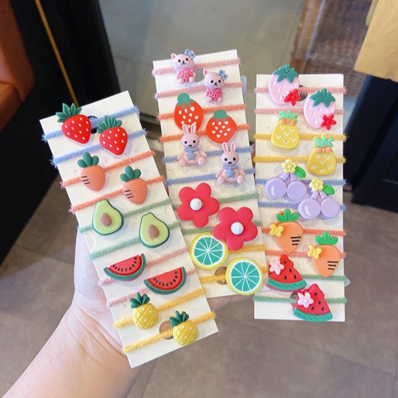 Dây Buộc Tóc Cao Su Cỡ Nhỏ Họa Tiết Hoạt Hình Kiểu Hàn Quốc Dễ Thương Cho Bé