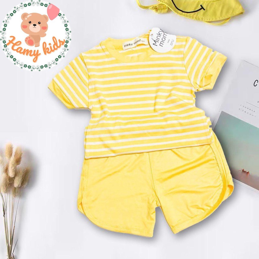 Đồ Bộ Minky mom Chính Hãng Bé Trai Bé Gái Cộc Tay Vải Thun Lạnh Sọc Dệt Visco Bé Từ 0-5 Tuổi Dưới 20kg - Hamykids
