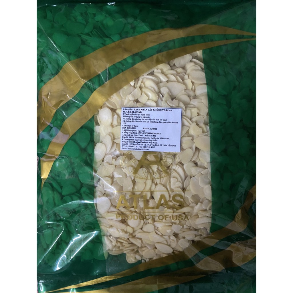 HẠNH NHÂN CẮT LÁT MÀU TRẮNG 1KG( NHẬP KHẨU)