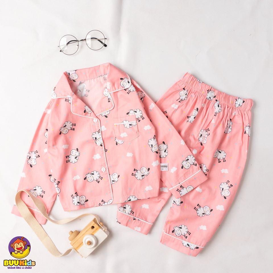 Bộ đồ ngủ rời pijama dài tay chất liệu cotton - họa tiết đáng yêu cho bé