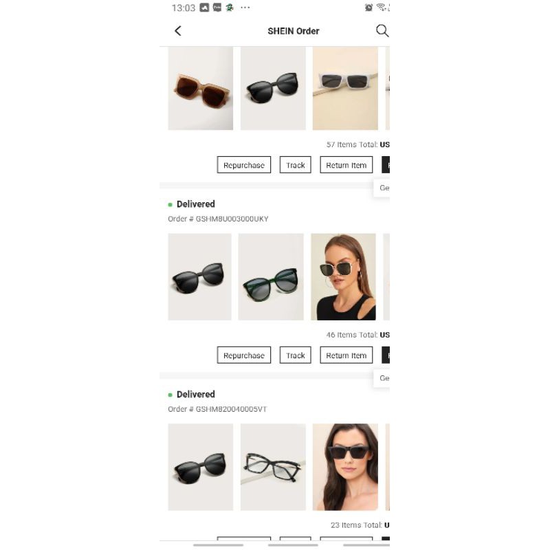 Kính Shein M520 có mail mua hàng của web, full box đ
