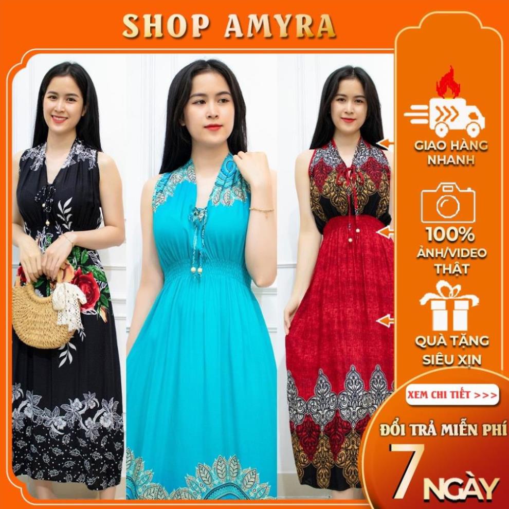 hở lưng vải lanh thái - Váy đi biển maxi hai dây xẻ tà 03 new !