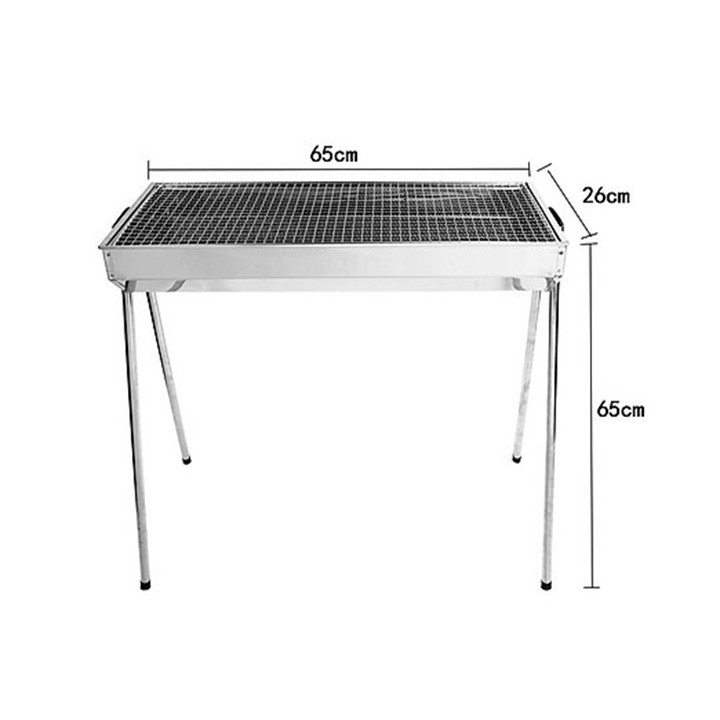 Bếp nướng BBQ ngoài trời dã ngoại nướng than hoa inox gấp gọn chân cao