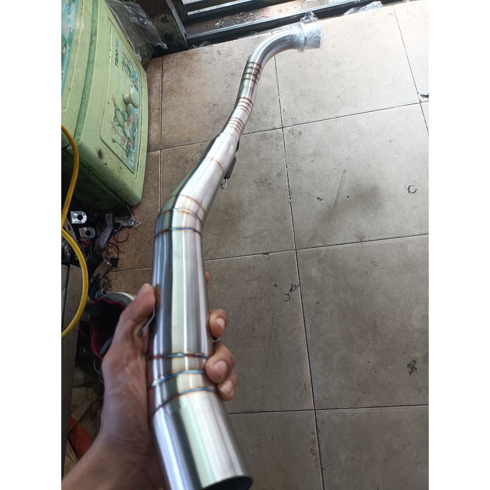 Cổ pô 2 khúc Dream, Wave, Sirius inox 304 tít sâu titan