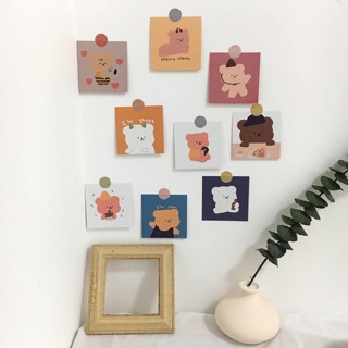 Set 9 Thẻ PostCard Gấu Mập Nhiều Màu, Phụ kiện Trang Trí