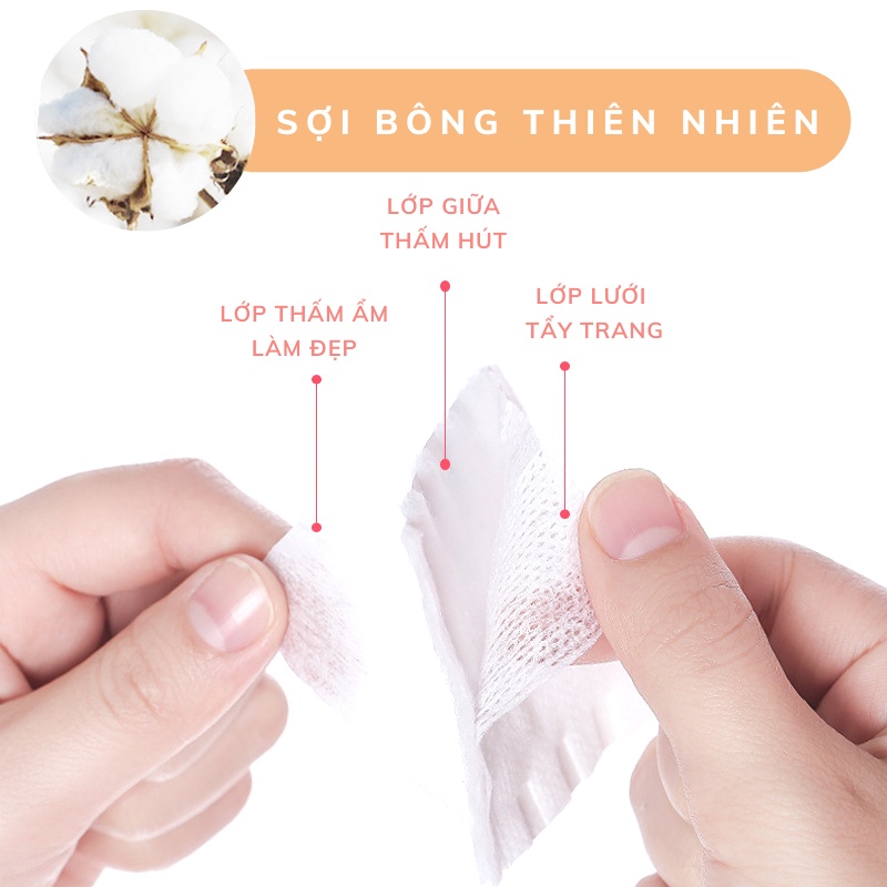 Bông tẩy trang 222 miếng cotton pads 3 lớp nội địa trung fm EMIO BTT01