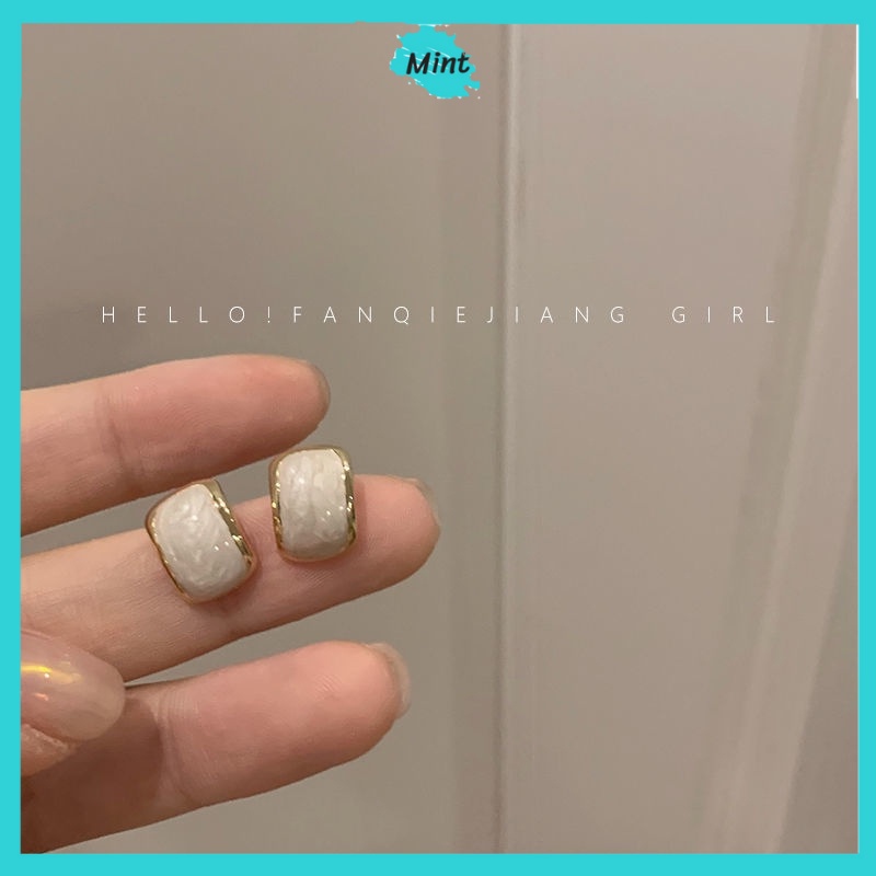 Bông Tai Nữ ❤️KHÔNG GÂY DỊ ỨNG❤️ Bông Tai Đá Vân Nhũ Nhẹ Nhàng, Thanh Lịch - Khuyên Tai Chuôi Bạc S925