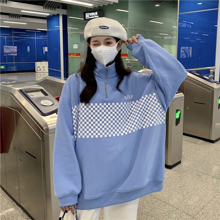 Áo khoác tay dài dáng rộng có khóa kéo 4 màu thời trang phong cách Hàn Quốc cho nữ | BigBuy360 - bigbuy360.vn