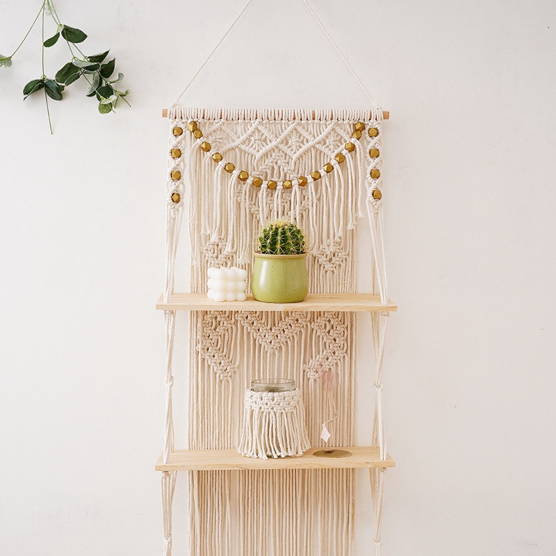 Kệ Treo Tường 3 Tầng Dạng Nổi Phong Cách Boho Trang Trí Phòng Ngủ / Phòng Tắm / Chậu Cây Cảnh