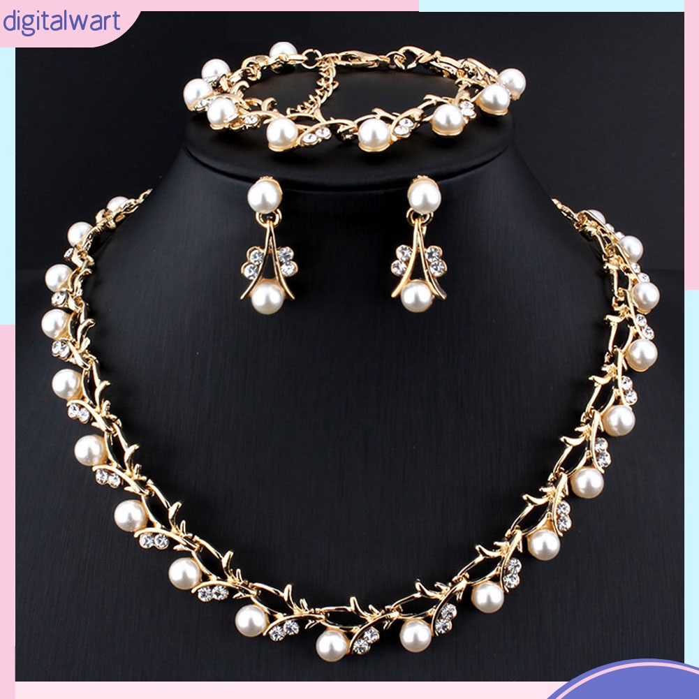 Bộ Trang Sức Đính Ngọc Trai Nhân Tạo Thời Trang Nữ