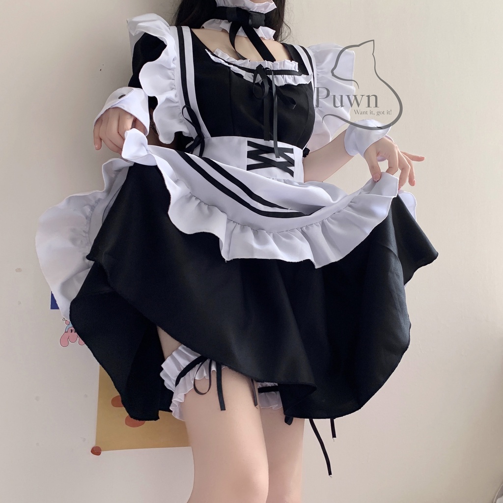 Bộ hầu gái Nhật Bản ngọt ngào quyến rũ Lolita Puwn Shop