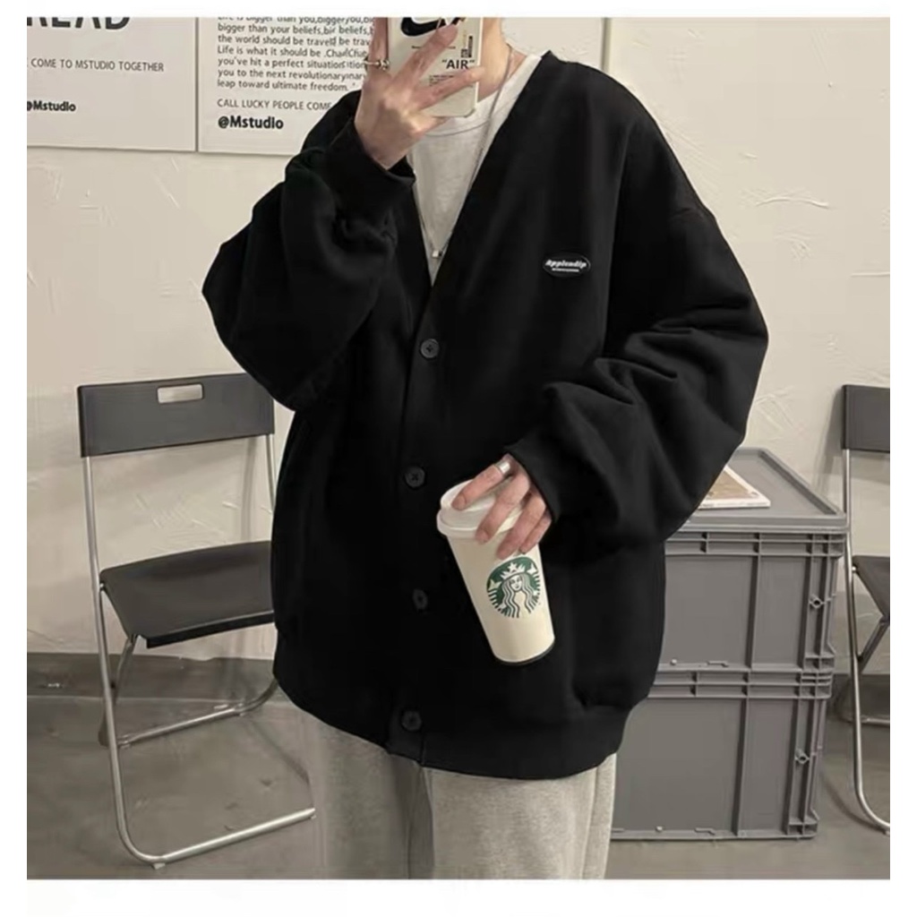 Áo khoác cadigan unisex logo thêu Applendip siêu hot, chất liệu nỉ ngoại mềm mịn, phong cách hàn quốc siêu xinh
