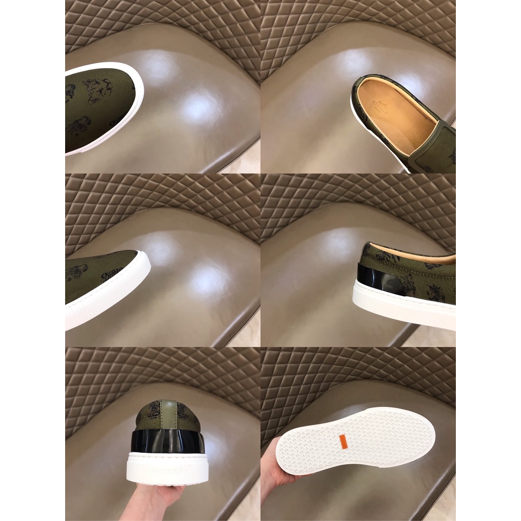 Giày lười nam da thật cao cấp Hermes HM kiểu dáng và trang trí trẻ trung, thời trang