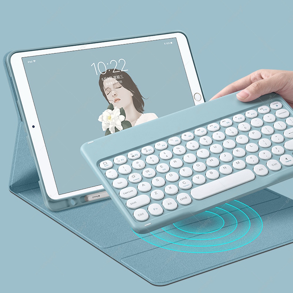 Bao da máy tính bảng tích hợp bàn phím bluetooth không dây màu kẹo có thể tháo rời và chuột cho Ipad Mini6 2021