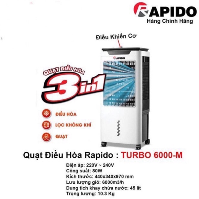 Quạt điều hoà không khí Rapido Magic 6000M bản Cơ và 6000D Everest Điện Tử