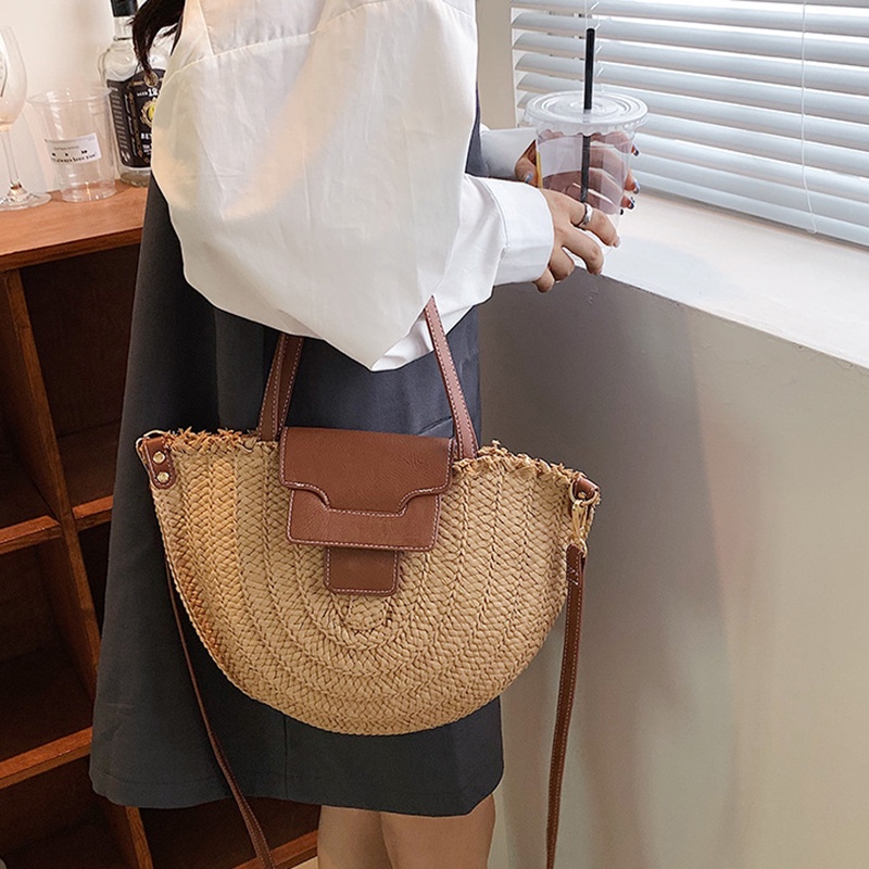 Túi Đeo Vai Đan Rơm Dung Tích Lớn Phong Cách Cổ Điển Dễ Phối Đồ Thời Trang Cho Nữ