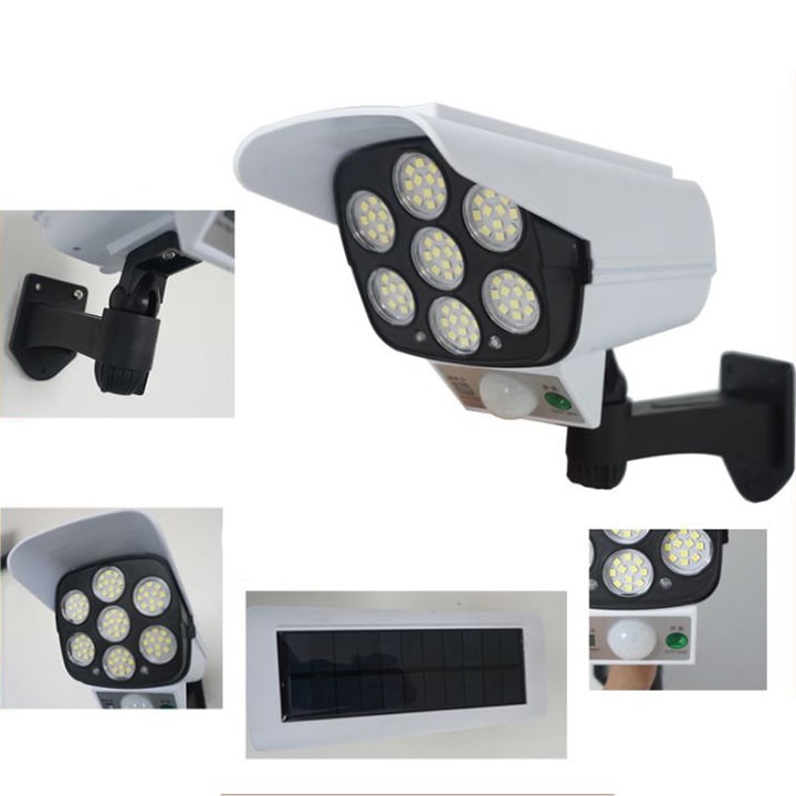 Đèn LED Năng Lượng Mặt Trời Ngoài Trời Cảm Biến Chuyển Động Camera An Ninh Giả Camera