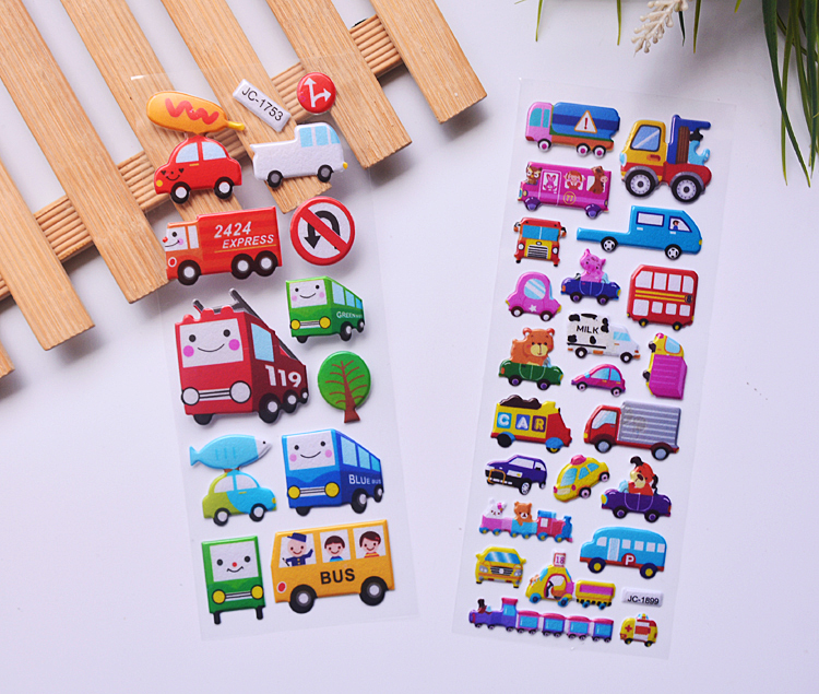 Set 5 tấm nhãn dán Sticker 3D dễ thương hoạt hình ngộ nghĩnh cho bé trang trí album ảnh, nhật kí, đồ vật