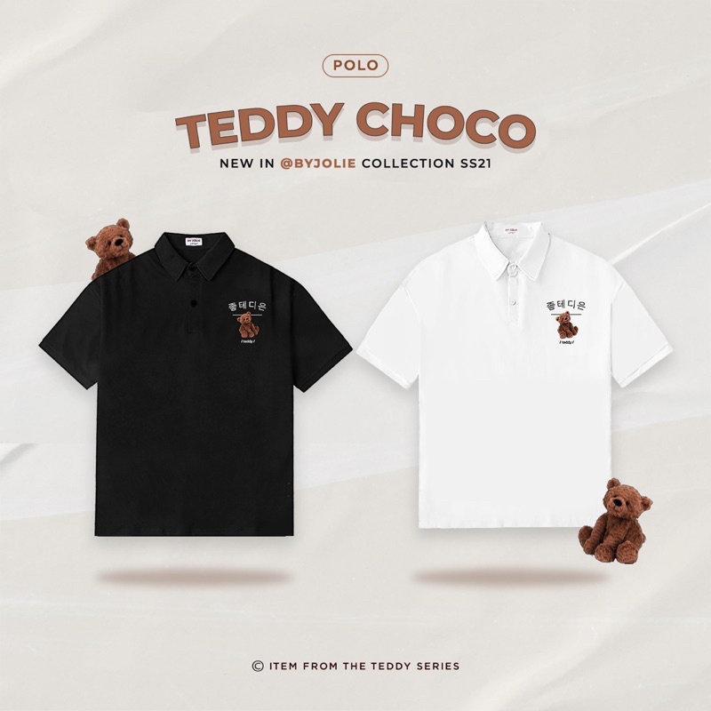 Áo polo unisex "CHOCO TEDDY" chất cotton thoáng mát