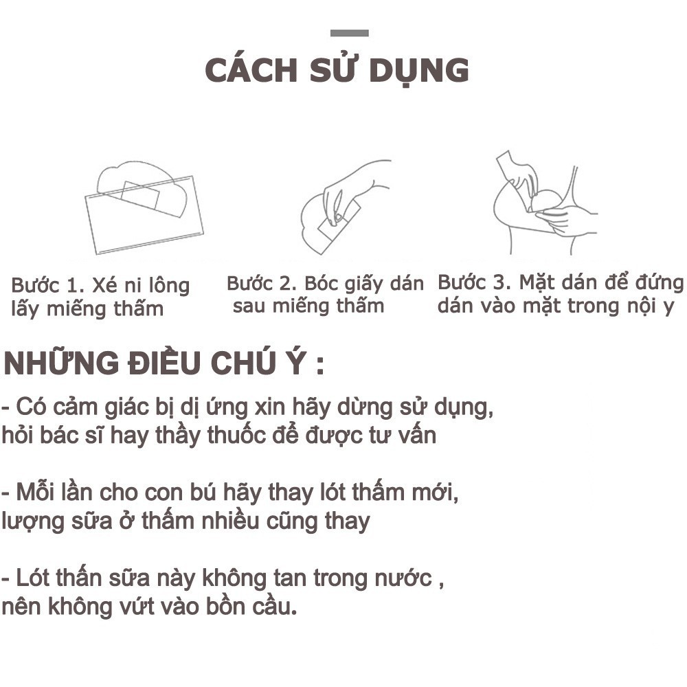 Miếng lót tấm sữa Kichilachi 3D Siêu Thấm, Siêu Dính,Siêu Mỏng, Chống Tràn dùng một lần