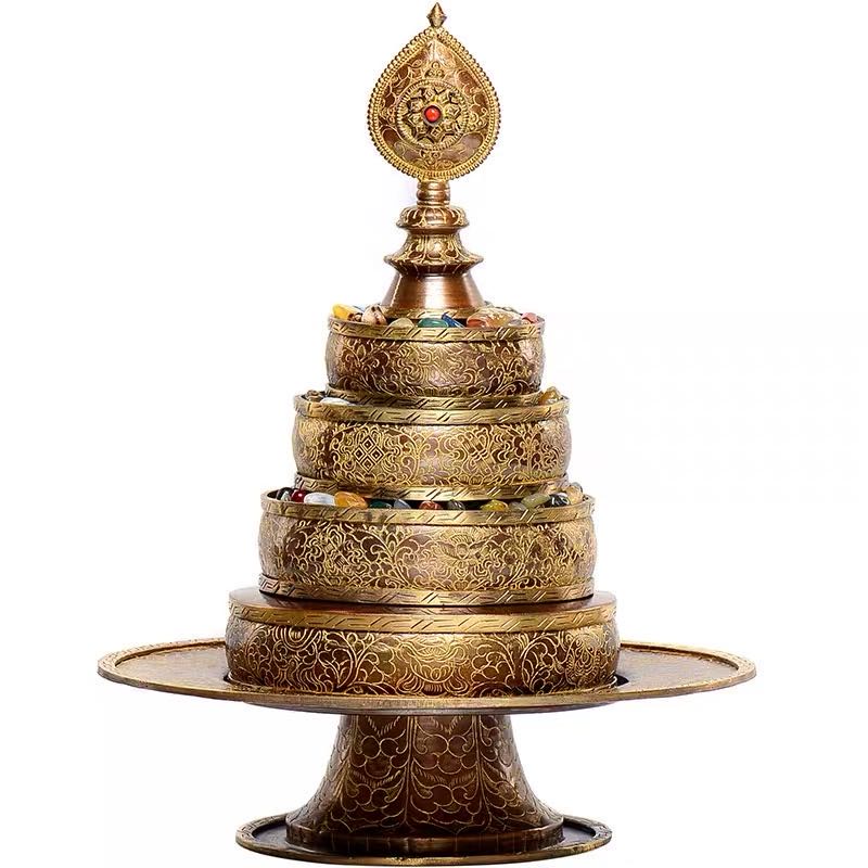 [PBMC]Mandala đồng Nepal vẽ vàng 4”-5&quot;- 6&quot; | Luân Viên Cụ Túc | KHÔNG KÈM ĐÁ