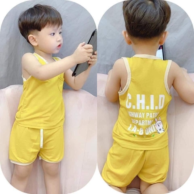 Bộ cotton đũi bé trai