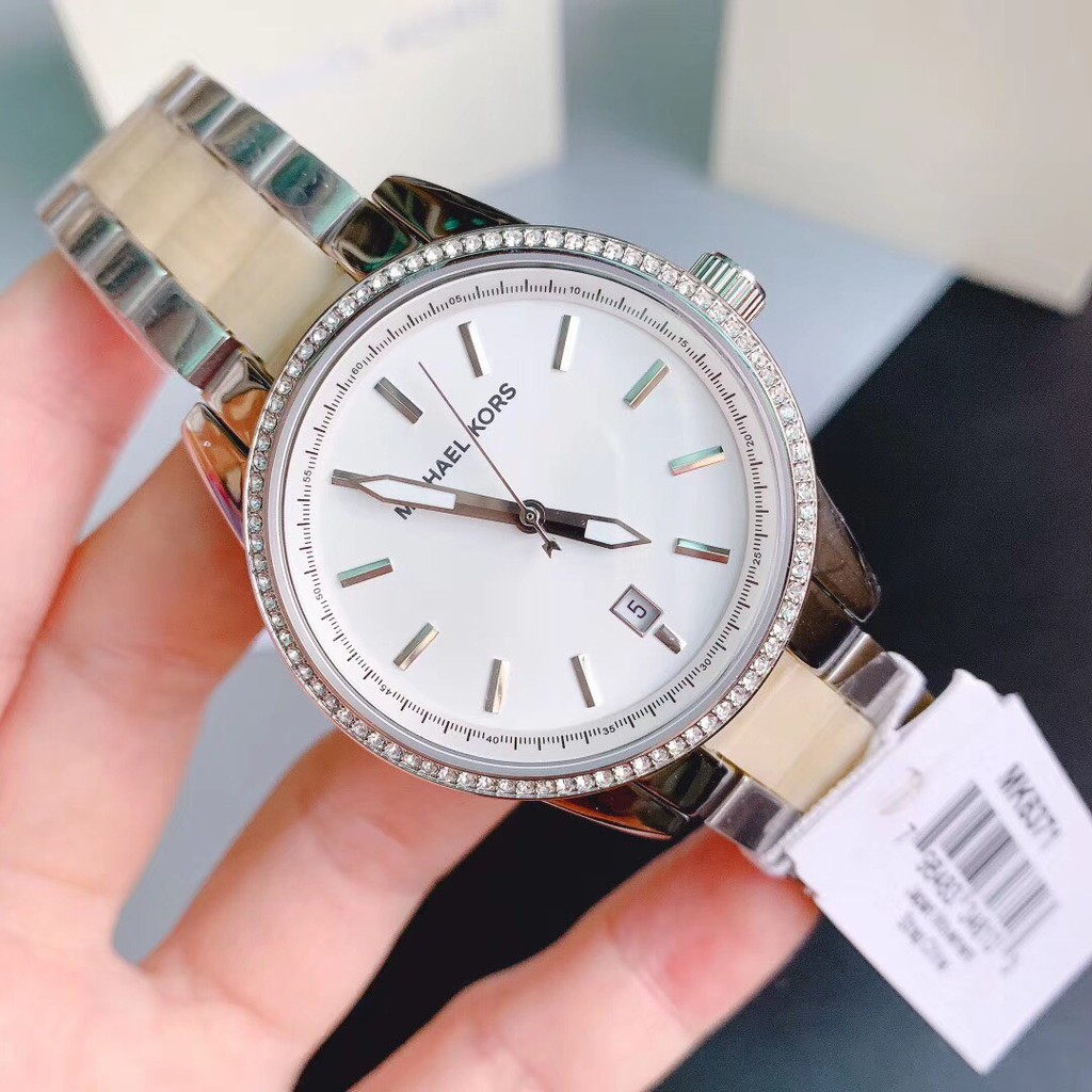 Đồng hồ nữ michael kors ritz dây viền thép + nhựa resin size 38mm