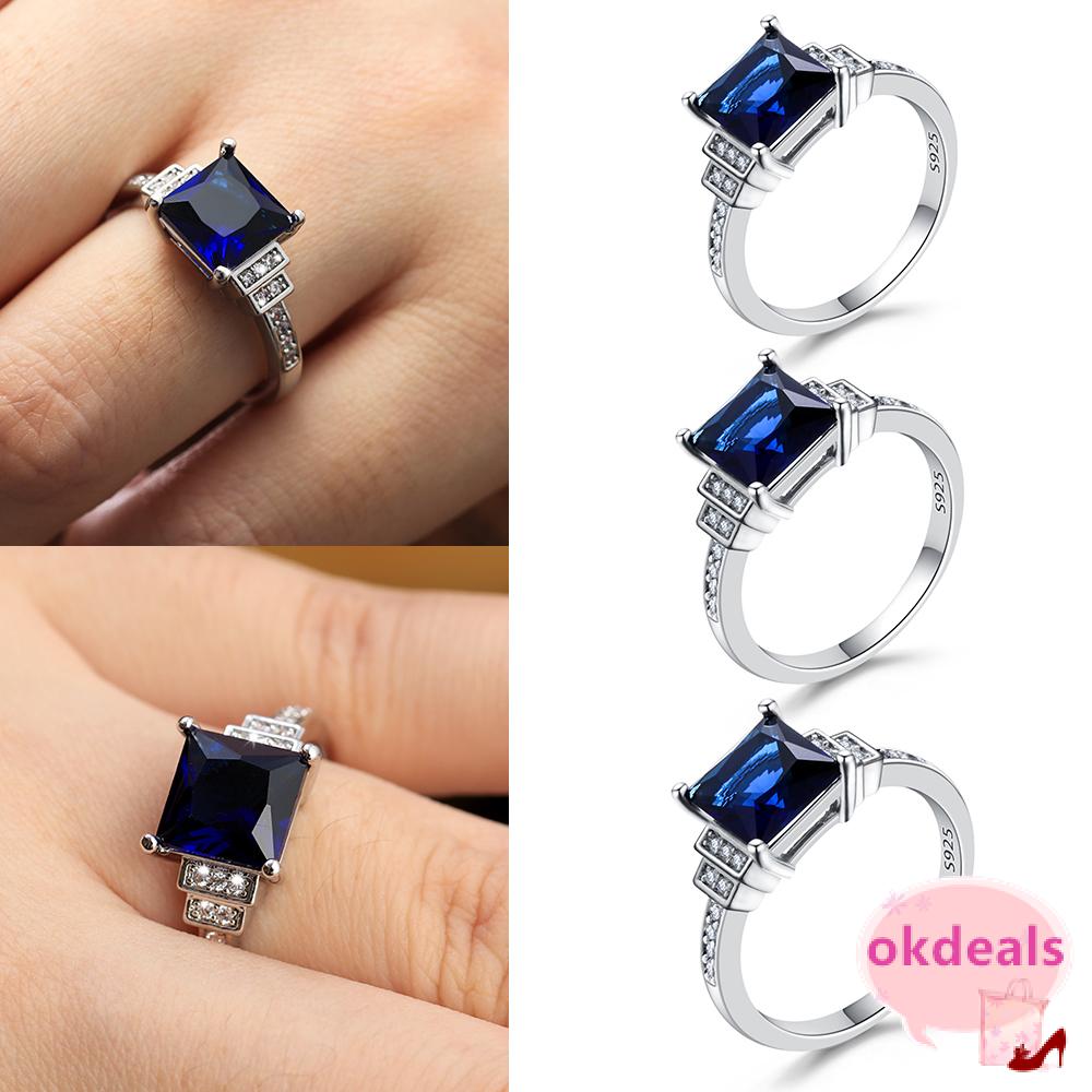 Nhẫn Đính Đá Zircon Màu Xanh Dương Thời Trang Kích Thước 6-10