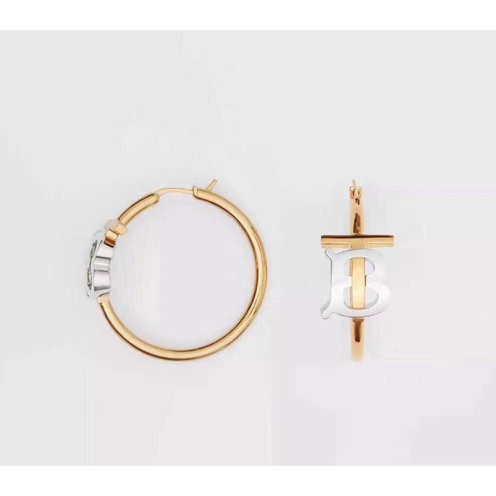 BURBERRY Bông Tai Chữ B Bằng Thép Titan Thời Trang