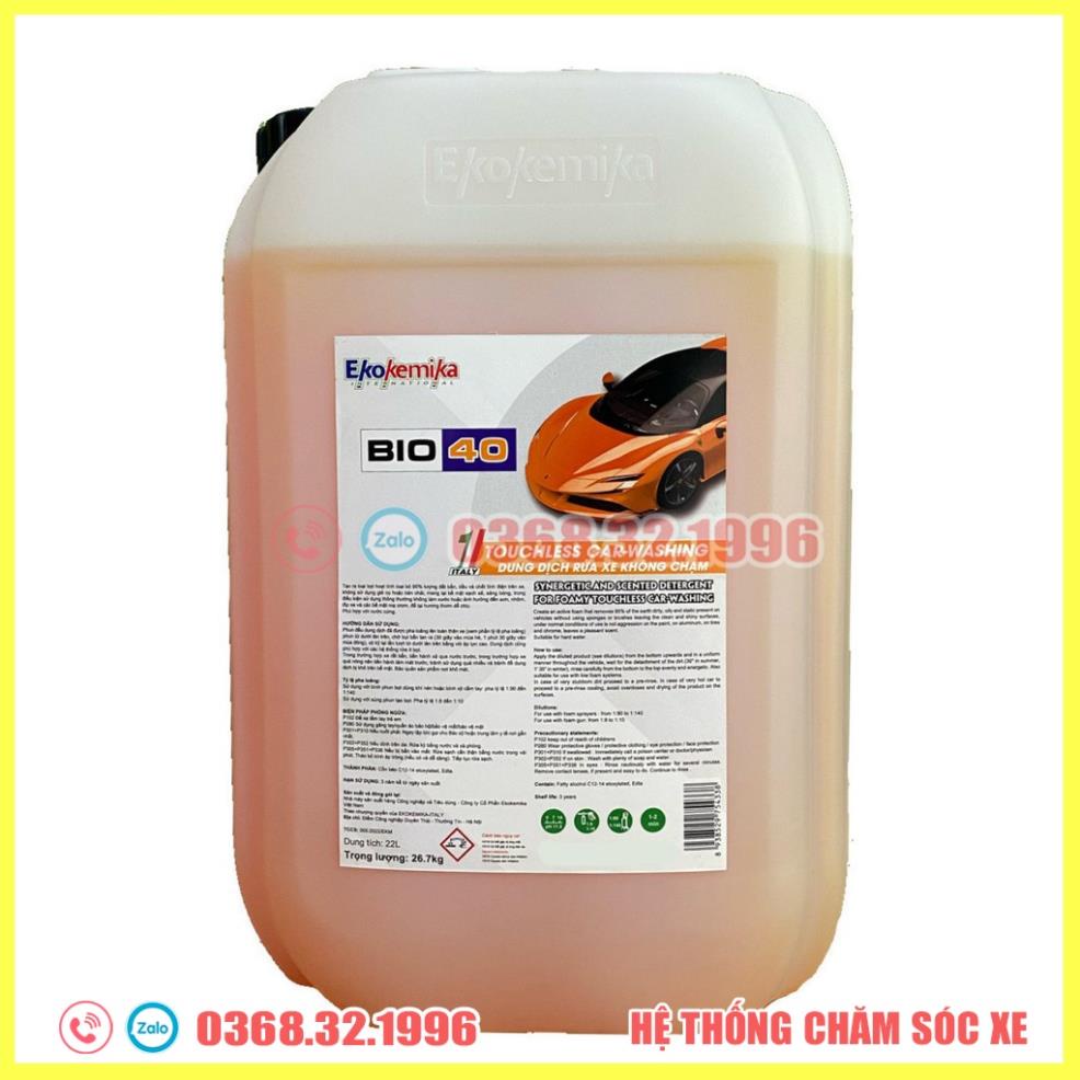 Dung Dịch Rửa Xe Không Chạm - Nước rửa xe ô tô xe máy Ekokemika, Bio 40 22L