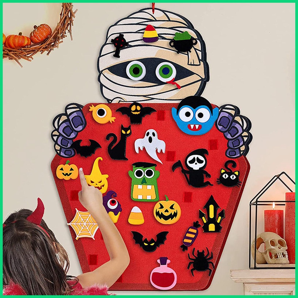 Set 50 Tấm Nỉ Treo Tường Trang Trí Halloween Sáng Tạo DIY