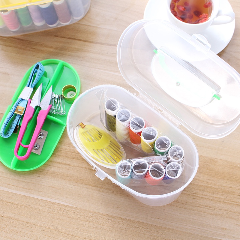 Bộ kim chỉ may vá đa năng kèm hộp đựng trong suốt