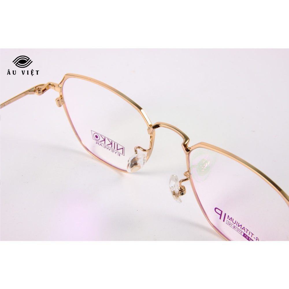 Gọng kính nam nữ unisex kim loại titanium dáng vuông Nikko N-3167 màu vàng viền đen Full box