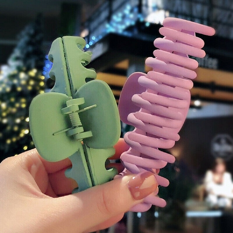 Kẹp Tóc Càng Cua Nhựa Acrylic 6 Màu Trơn Thời Trang Dành Cho Nữ