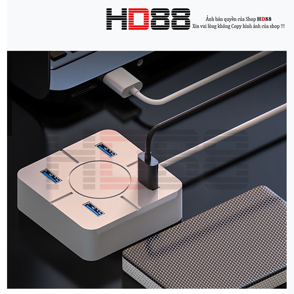 Hub usb 4 cổng 1.1, 2.0, 3.0 đa năng tốc độ cao, kết hợp cổng cái type C USB - HD88 - A41