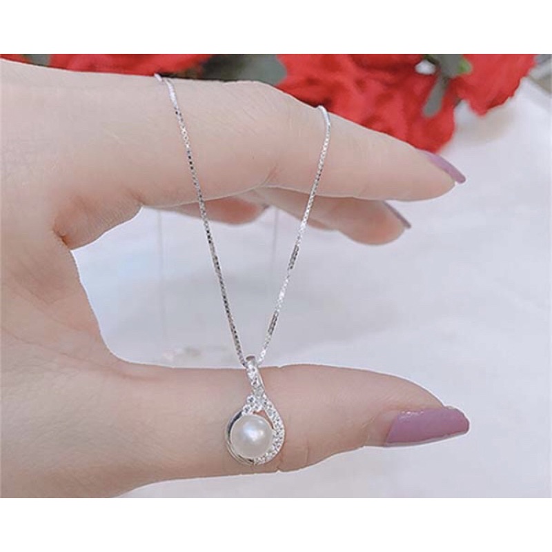 Dây chuyền Bạc nữ Trái châu đính đá chất liệu Bạc 925