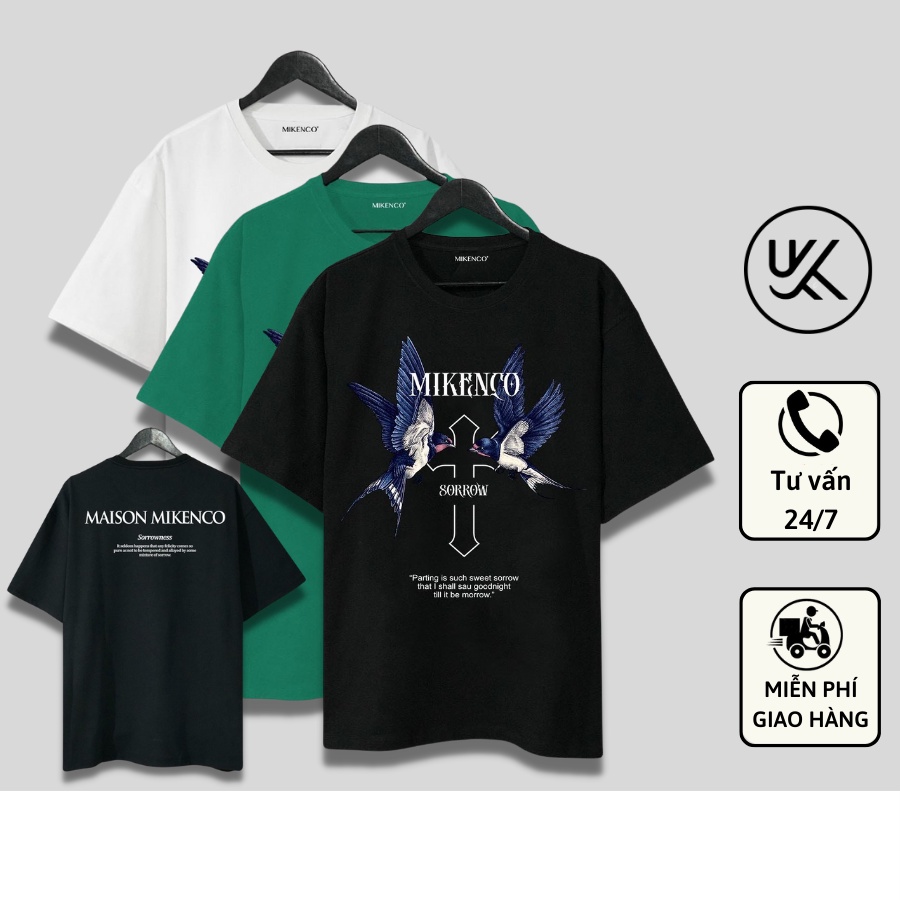 Áo Thun Tay Lỡ MIKENCO SORROW, áo phông unisex Form rộng oversize, chất liệu Cotton. KKIM Shop