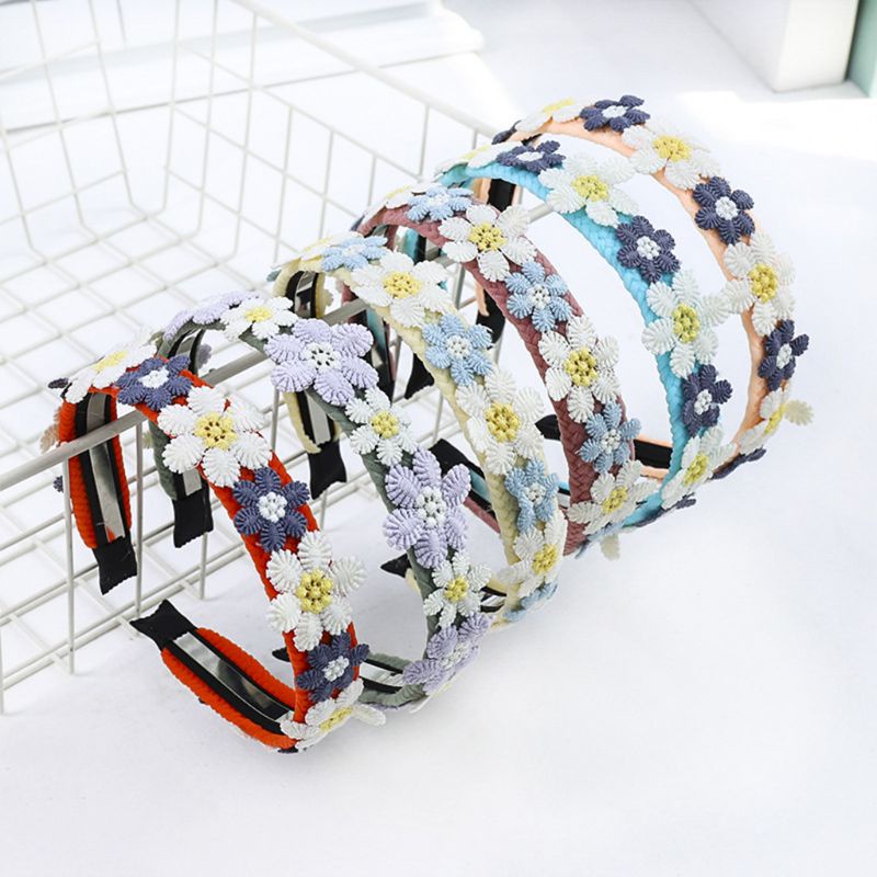 Băng Đô Vải Dệt Thủ Công Thêu Hoa Màu Sắc Tương Phản Ngọt Ngào Cho Nữ