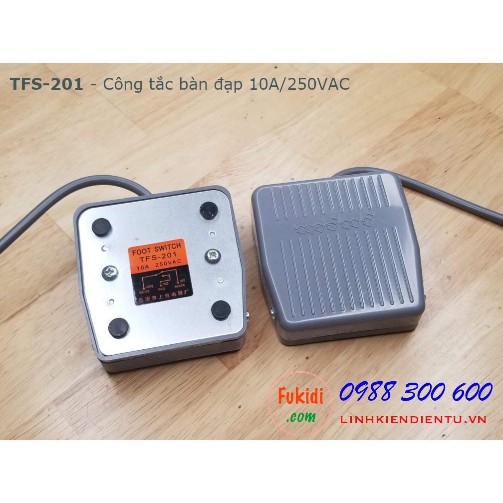 Công tắc bàn đạp TFS-201 10A 250VAC vỏ nhựa đế thép