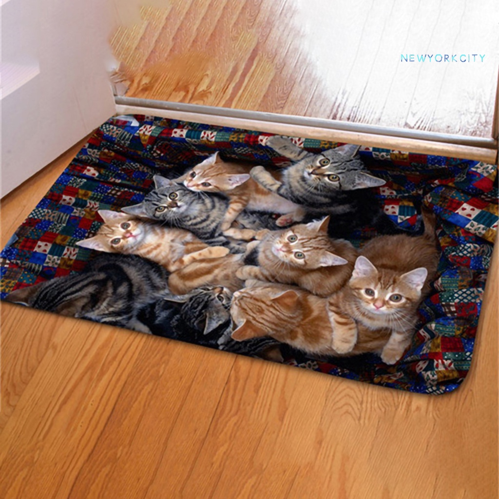 Thảm lót sàn Chống Trượt Họa Tiết Chó Mèo 3D Dễ Thương