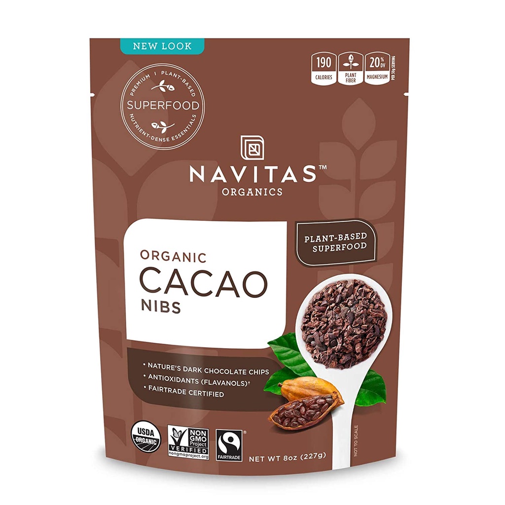 HẠT CACAO NIB NGUYÊN CHẤT - HỮU CƠ Navitas Organics Raw Cacao Nibs, Organic, Non-GMO, Gluten-Free, 227g (8oz)