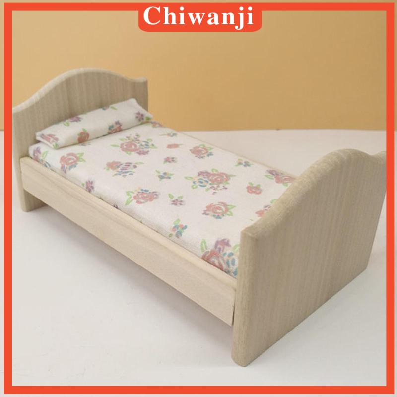 Mô Hình Giường Ngủ Mini Phong Cách Retro Tỉ Lệ 1/12 Trang Trí Nhà Búp Bê