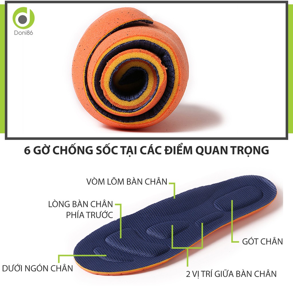 Lót giày thể thao EVA 3D với 6 gờ chống sốc và rãnh chịu lực - Doni86 - PK154